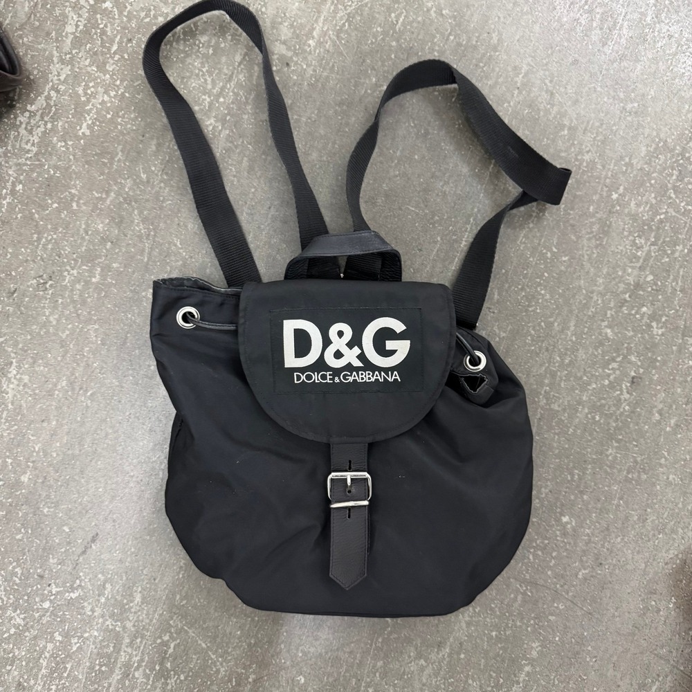 D&G Dolce & Gabbana Backpack Womens Small Black Excellent Nylon Logo 90s Y2K